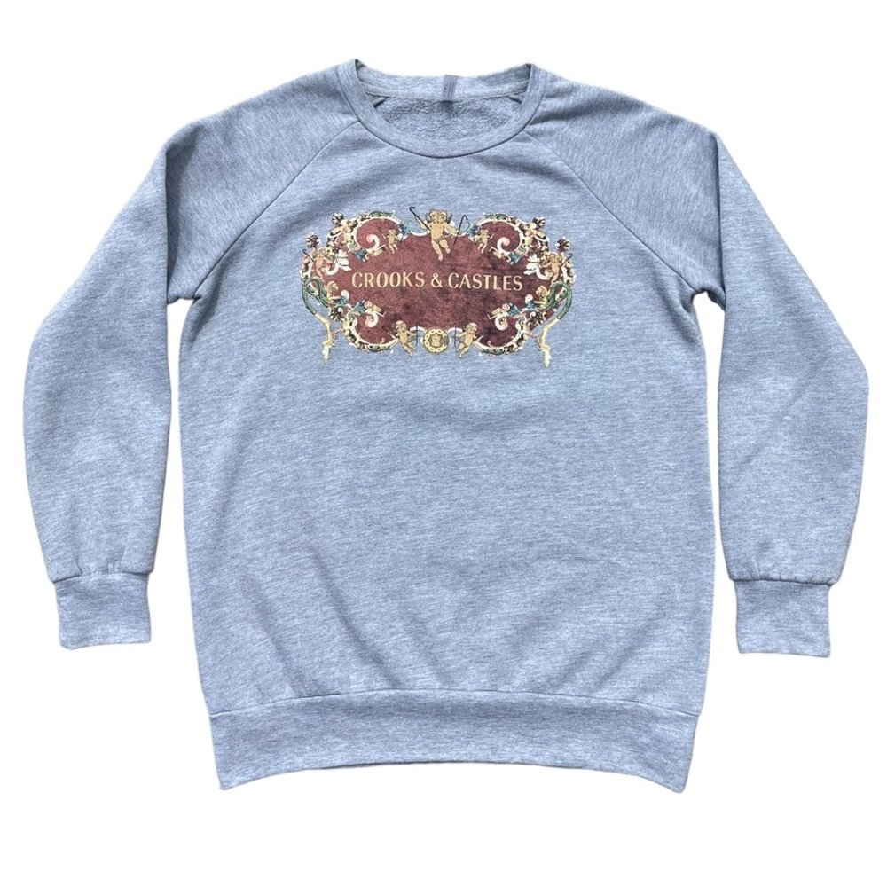 Grey Crooks and Castle Graphics Crew Neck Sweater (M)